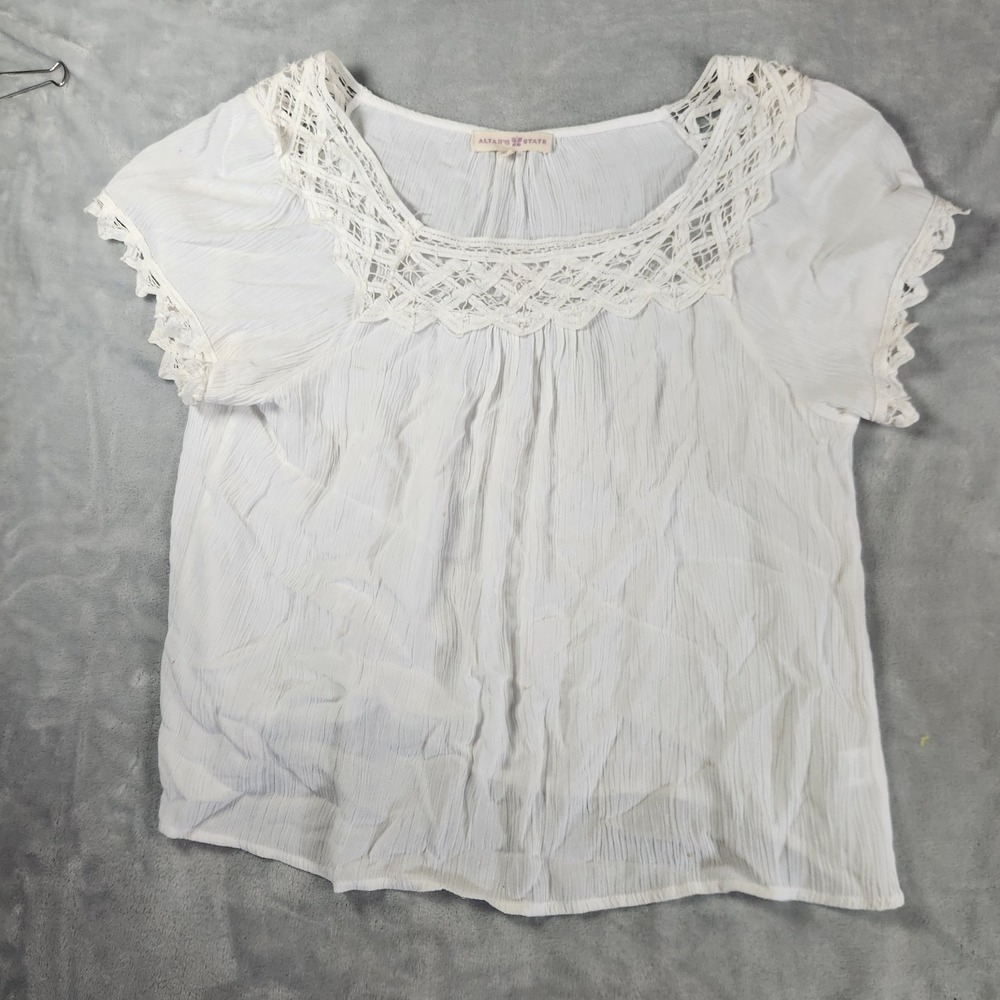 Altar'd State Ivory Flowy Lace Peasant Blouse XL Cottagecore Boho Coquette